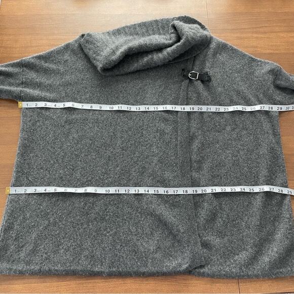 Neiman Marcus | Women’s 100% Cashmere Long Charcoal Grey Cowl Neck Wrap Sweater - Picture 8 of 9